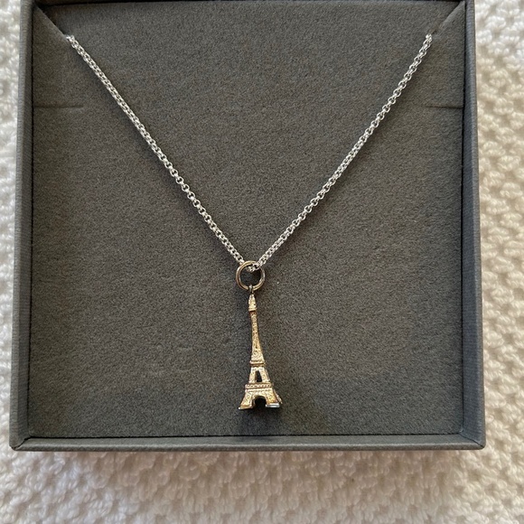 Lily Charm Silver Eiffel Tower Necklace - Picture 1 of 7